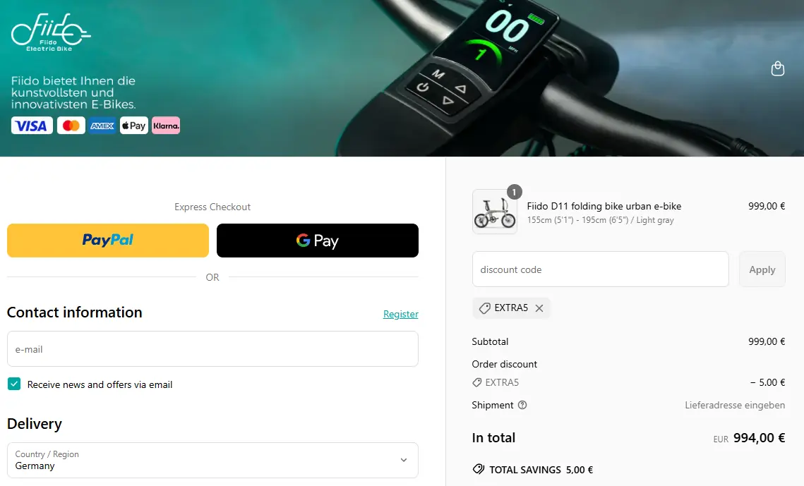 55% OFF Fiido DE Coupon Codes October 2025 Promo Codes