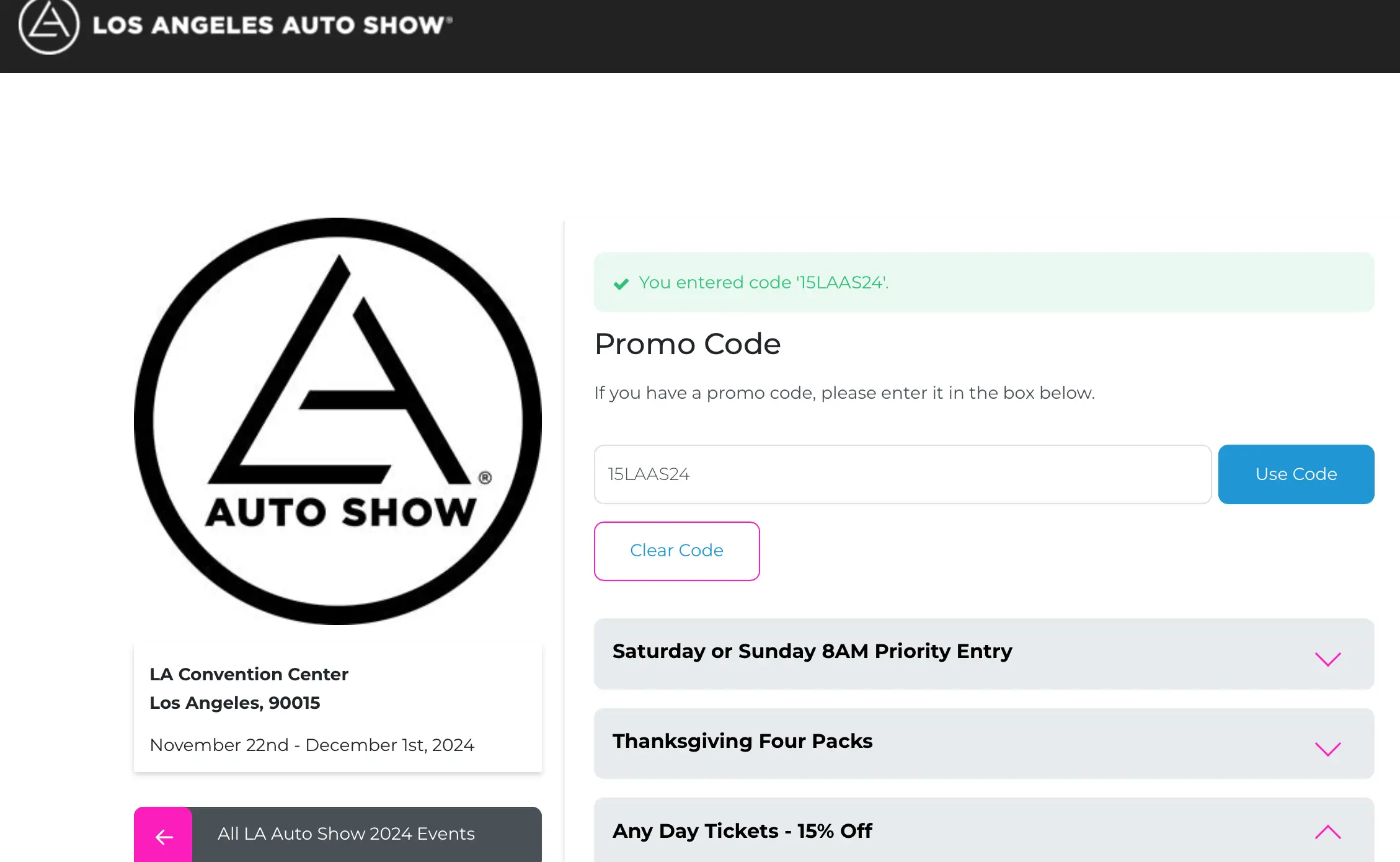 60% OFF La Auto Show Coupon Codes - January 2025 Promo Codes