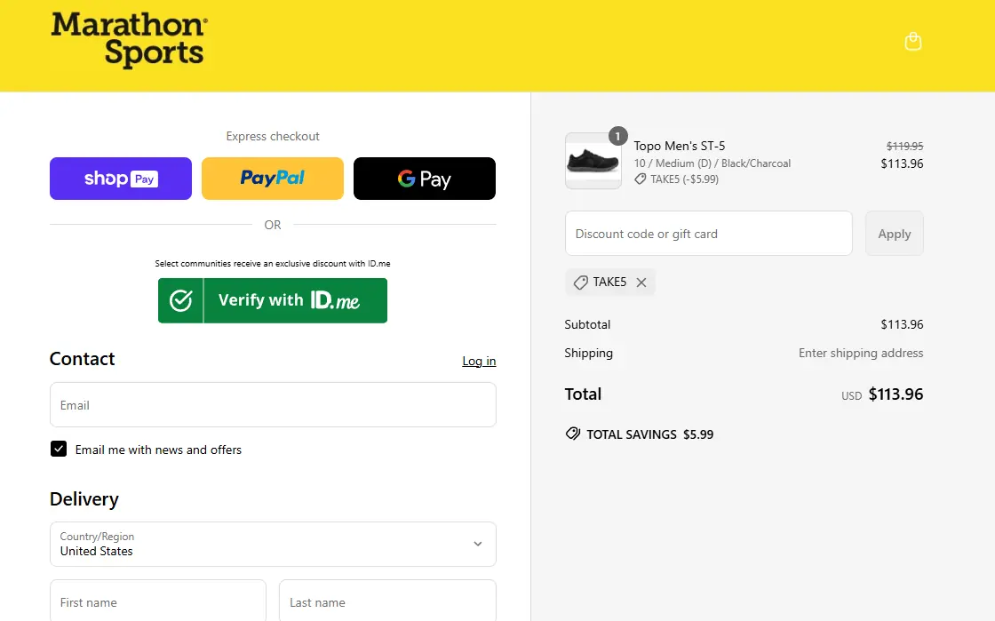 Marathon Sports coupon code - tested and valid (undefined)