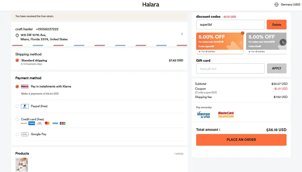 Halara - DE coupon code - tested and valid (undefined)