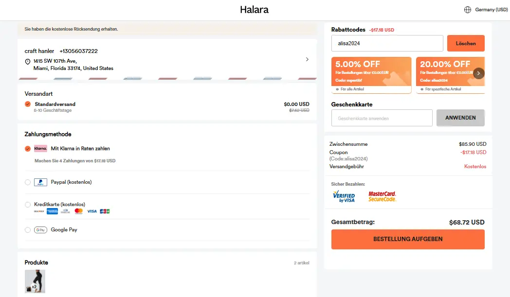 Halara - DE coupon code - tested and valid (undefined)
