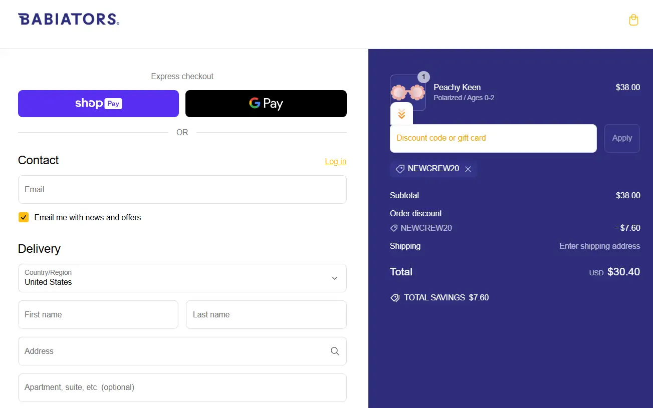 Babiators coupon code - tested and valid (undefined)