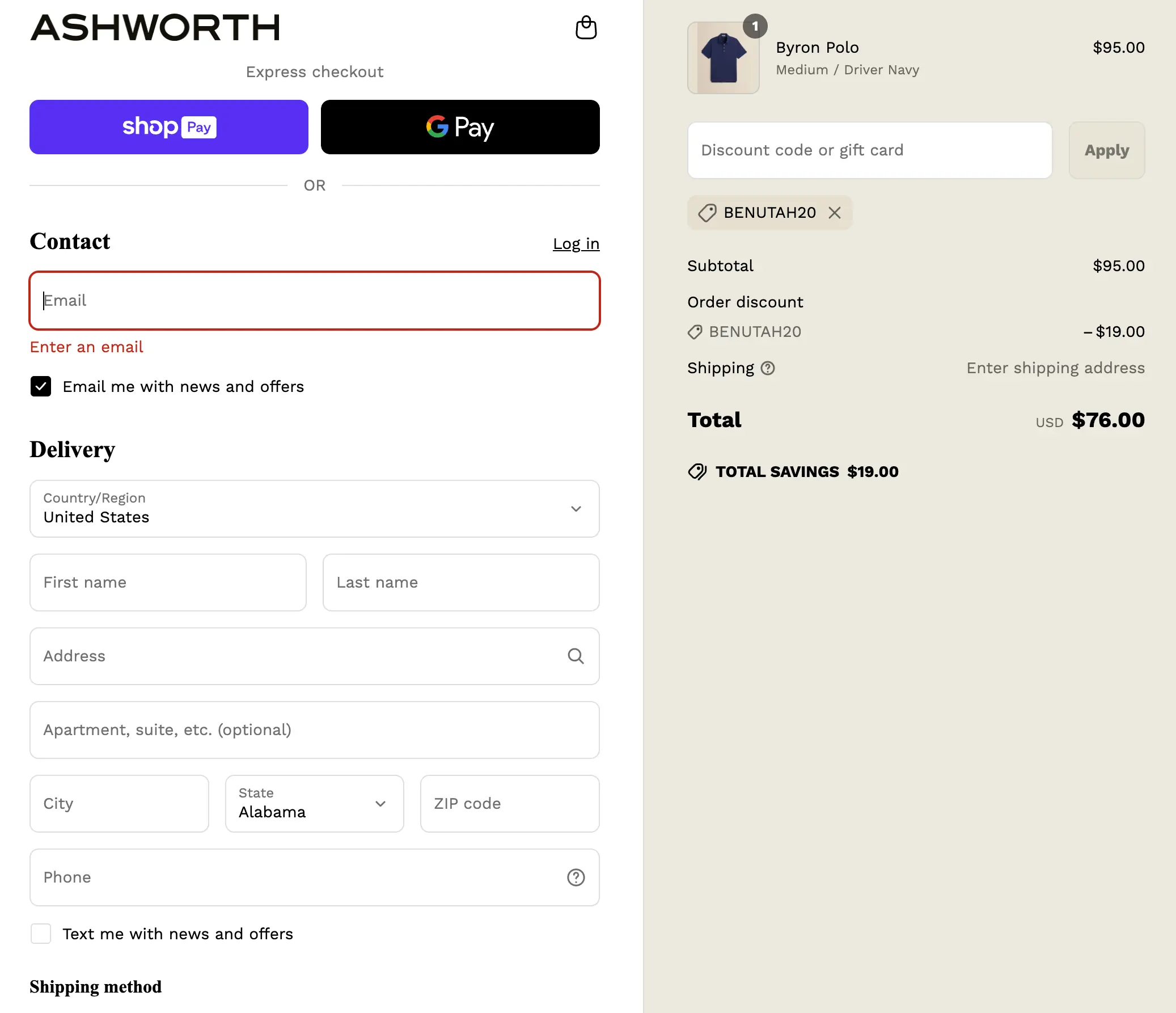 Ashworth coupon code - tested and valid (undefined)