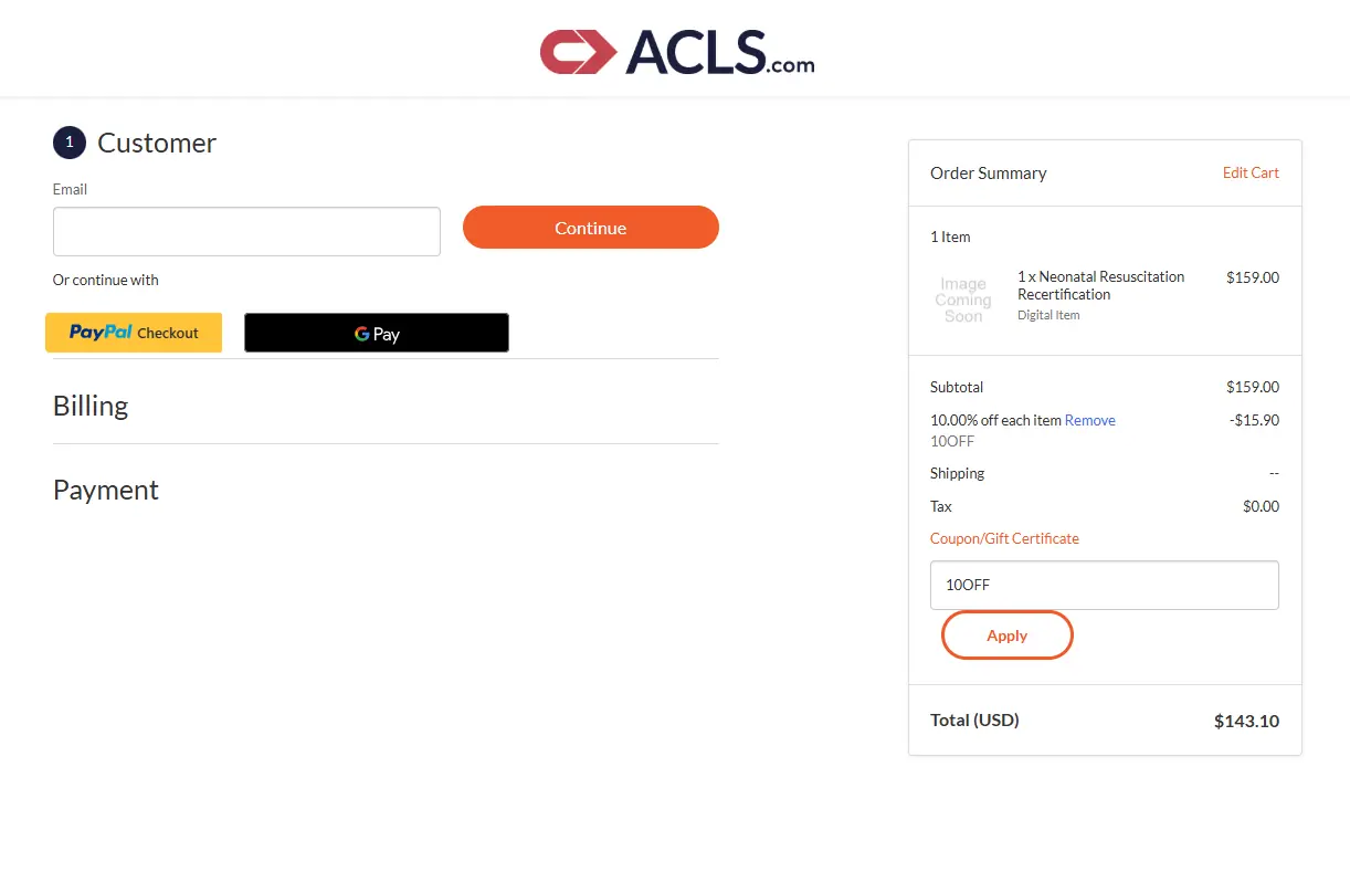 ACLS coupon code - tested and valid (undefined)