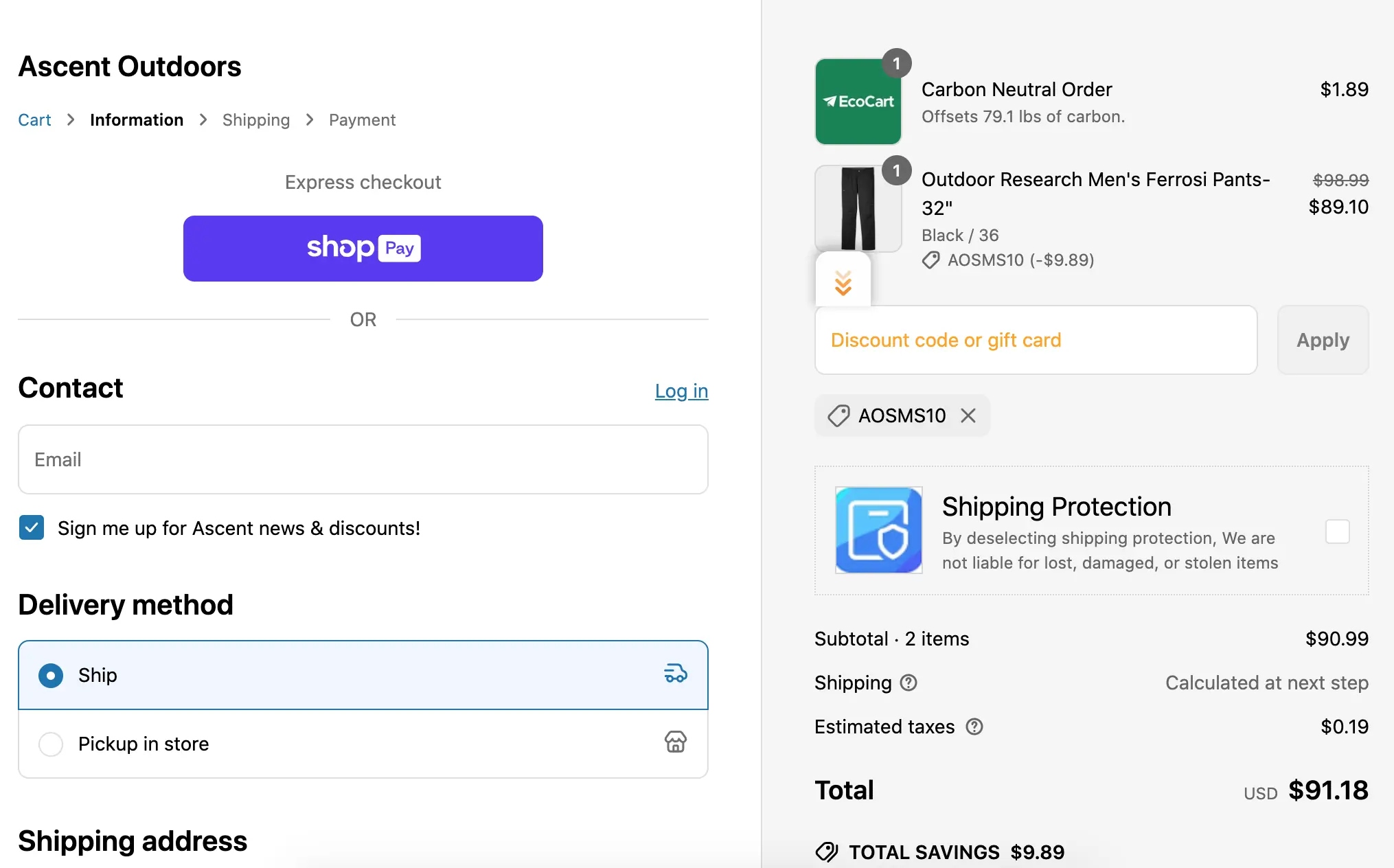 Ascent Outdoors coupon code - tested and valid (undefined)